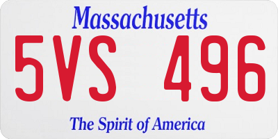 MA license plate 5VS496