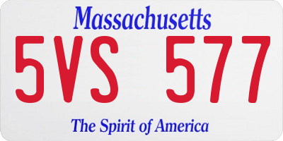 MA license plate 5VS577