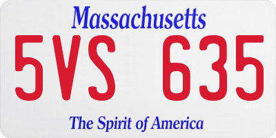 MA license plate 5VS635