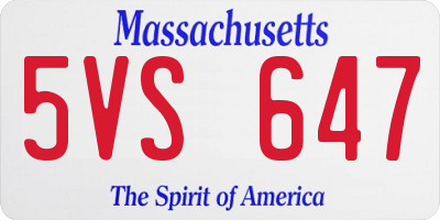 MA license plate 5VS647