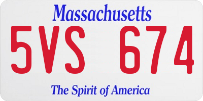 MA license plate 5VS674