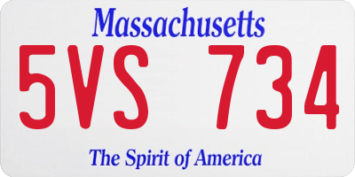 MA license plate 5VS734