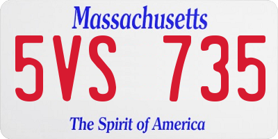 MA license plate 5VS735