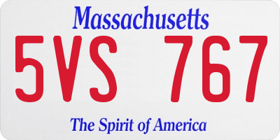MA license plate 5VS767