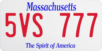 MA license plate 5VS777