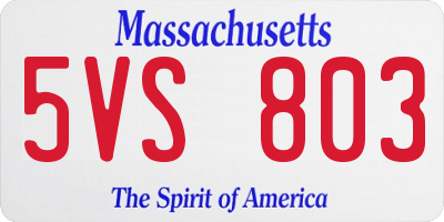 MA license plate 5VS803