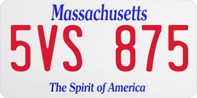 MA license plate 5VS875