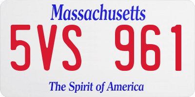 MA license plate 5VS961