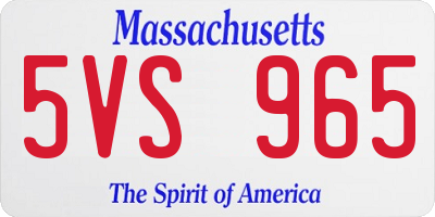 MA license plate 5VS965