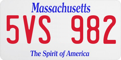 MA license plate 5VS982