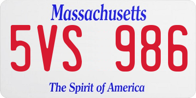 MA license plate 5VS986