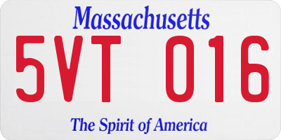 MA license plate 5VT016