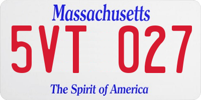 MA license plate 5VT027