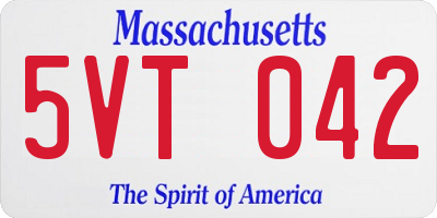 MA license plate 5VT042