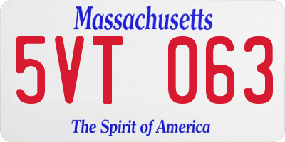 MA license plate 5VT063