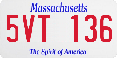 MA license plate 5VT136