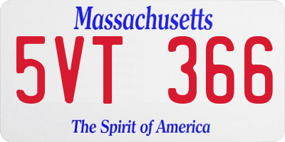 MA license plate 5VT366