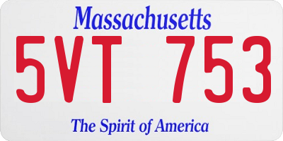 MA license plate 5VT753