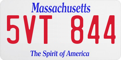 MA license plate 5VT844