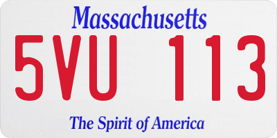 MA license plate 5VU113