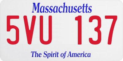 MA license plate 5VU137