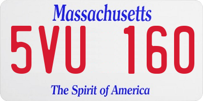 MA license plate 5VU160