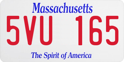 MA license plate 5VU165