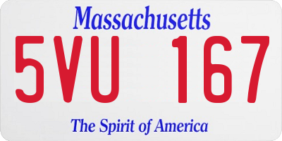 MA license plate 5VU167