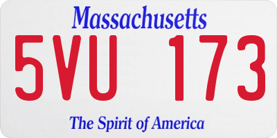 MA license plate 5VU173