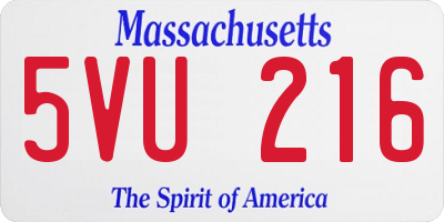 MA license plate 5VU216