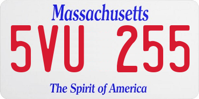 MA license plate 5VU255