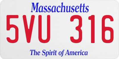 MA license plate 5VU316