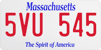 MA license plate 5VU545