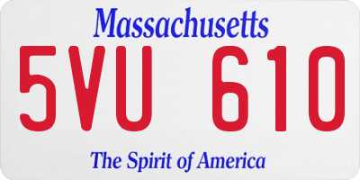 MA license plate 5VU610