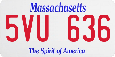 MA license plate 5VU636