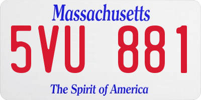MA license plate 5VU881