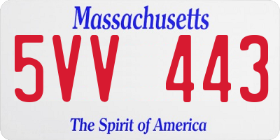 MA license plate 5VV443