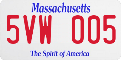 MA license plate 5VW005