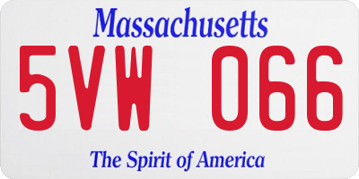 MA license plate 5VW066