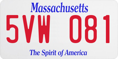 MA license plate 5VW081