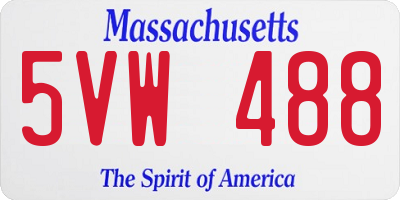 MA license plate 5VW488