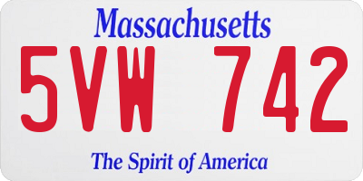 MA license plate 5VW742