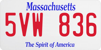MA license plate 5VW836
