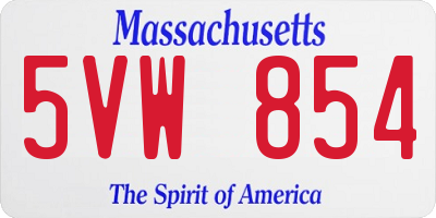 MA license plate 5VW854