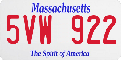 MA license plate 5VW922
