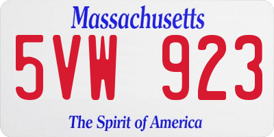 MA license plate 5VW923