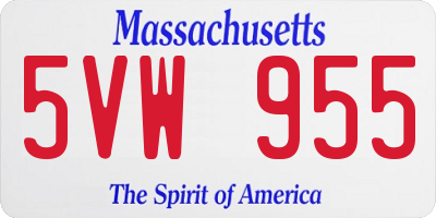 MA license plate 5VW955
