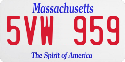MA license plate 5VW959