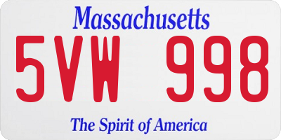 MA license plate 5VW998
