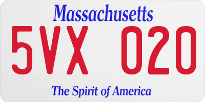 MA license plate 5VX020